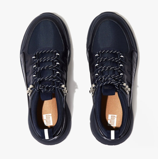 FitFlop NEO - D - HYKER LEATHER - MIX Ladies Leather Trainers All Midnight Navy - Shuperb