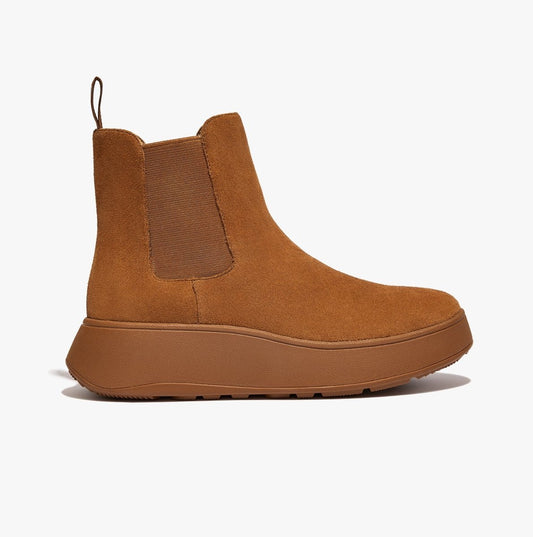 FitFlop F - MODE SUEDE FLATFORM Ladies Chelsea Boots Light Tan - Shuperb