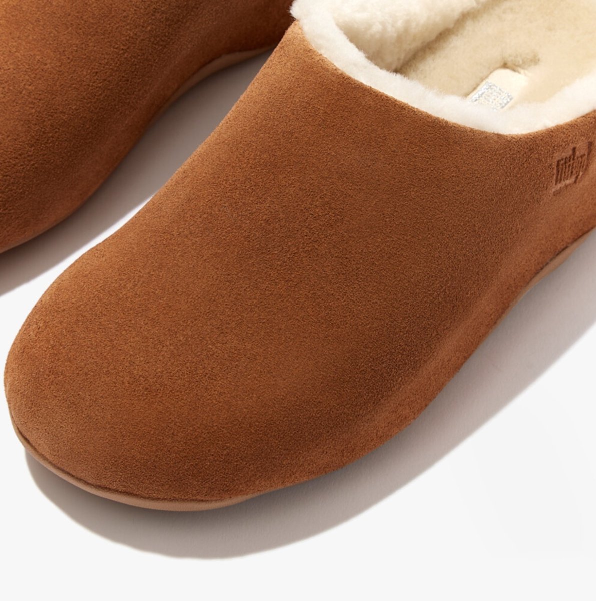 FitFlop SHUV Ladies Lined Suede Clogs Light Tan - Shuperb