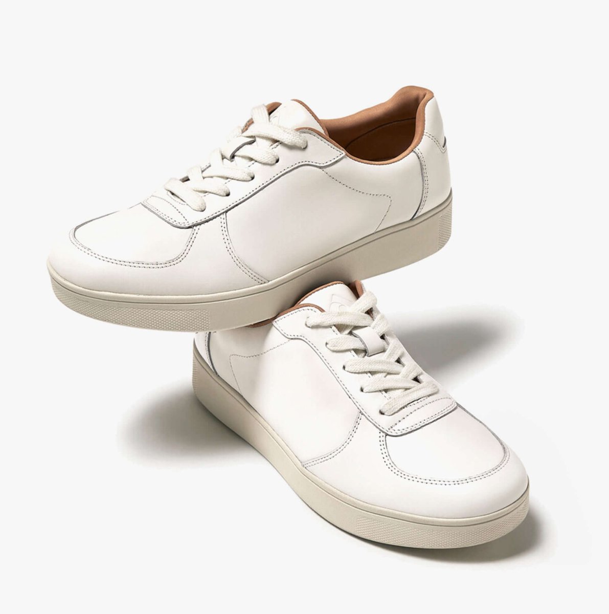 FitFlop RALLY LEATHER PANEL Womens Trainers Urban White - Shuperb