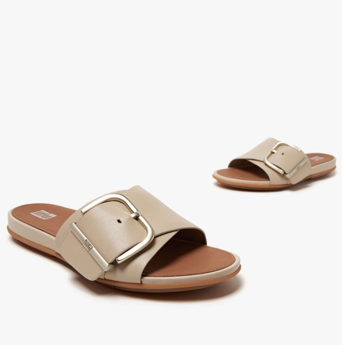 FitFlop GRACIE MAXI - BUCKLE Womens Slides Stone Beige - Shuperb