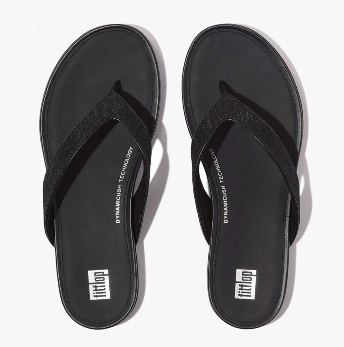 FitFlop GRACIE SHIMMERLUX Womens Toe Post Sandals Black - Shuperb