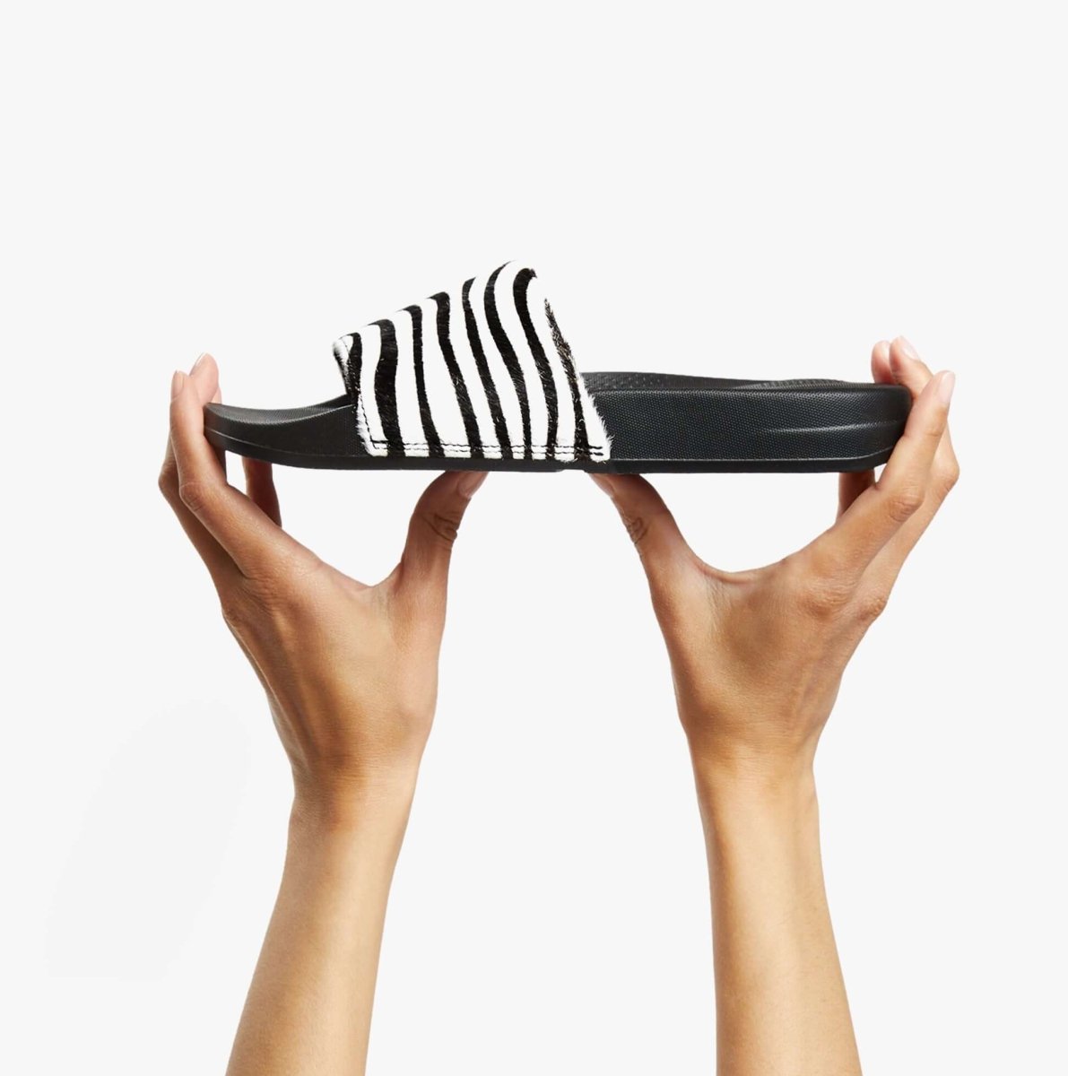 FitFlop iQUSHION Ladies Hair - On Leather Sliders Zebra - Shuperb