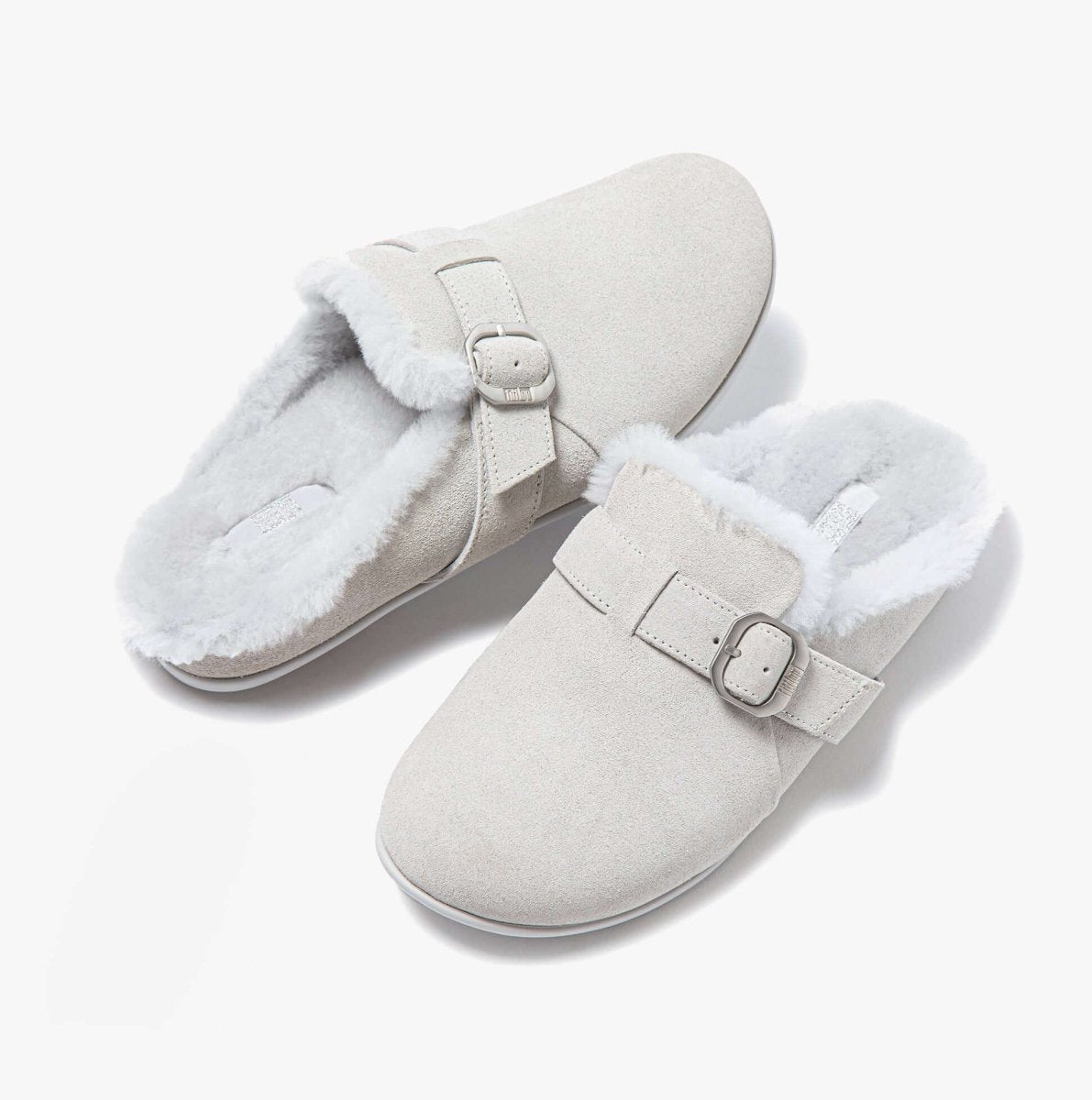 FitFlop CHRISSIE II Ladies Suede Buckle Slippers Tiptoe Grey - Shuperb