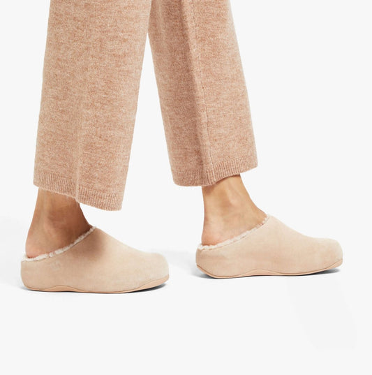 FitFlop SHUV Ladies Lined Suede Clogs Rose Cream - Shuperb