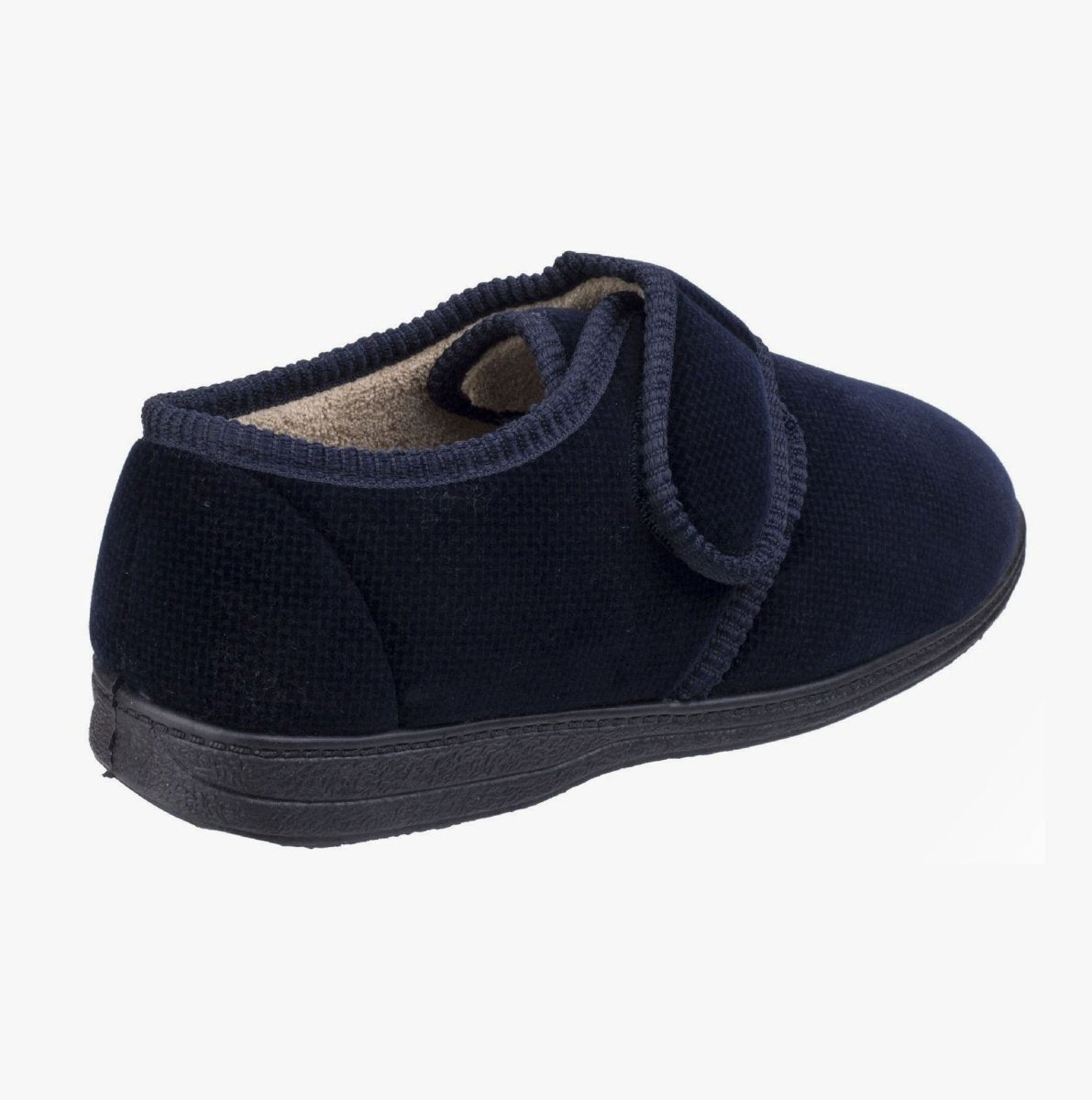 Fleet & Foster SAM Mens Velour Full Slippers Navy - Shuperb