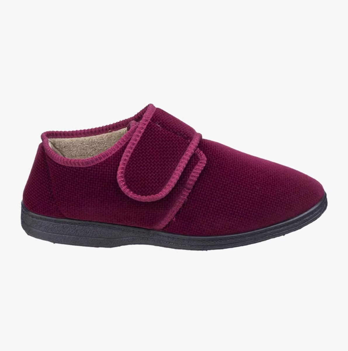 Fleet & Foster SAM Mens Velour Full Slippers Red - Shuperb