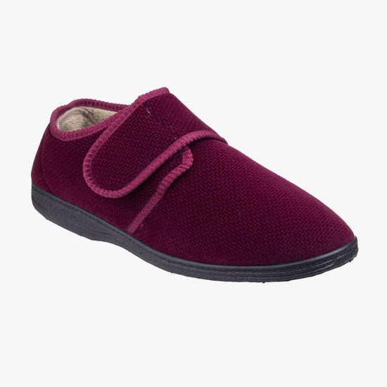 Fleet & Foster SAM Mens Velour Full Slippers Red - Shuperb