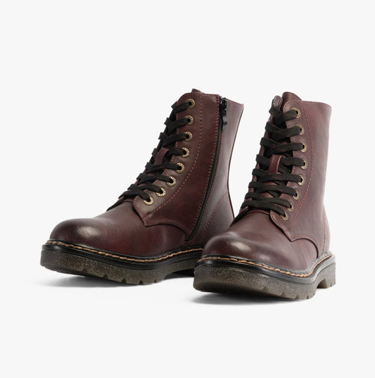 Heavenly Feet JUSTINA2 Womens Lace Up Boots Burgundy - Shuperb