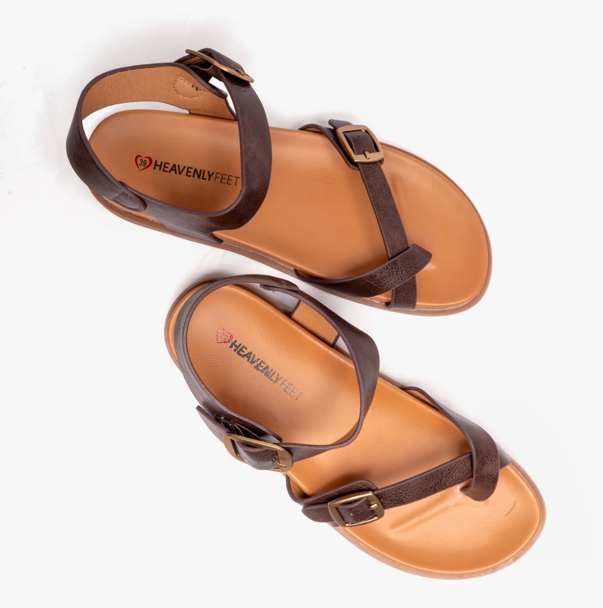 Heavenly Feet PALMA Ladies Crossover Sandals Chocolate - Shuperb