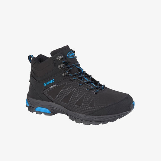 Hi - Tec RAVEN MID WP Black/Blue Soft Shell PU Waterproof Hiking Boot - Shuperb