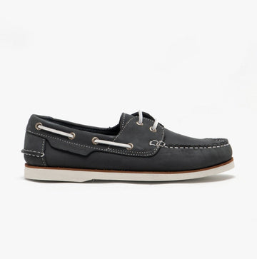 Hush Puppies HATTIE Ladies Leather Deck Shoes Navy - Shuperb