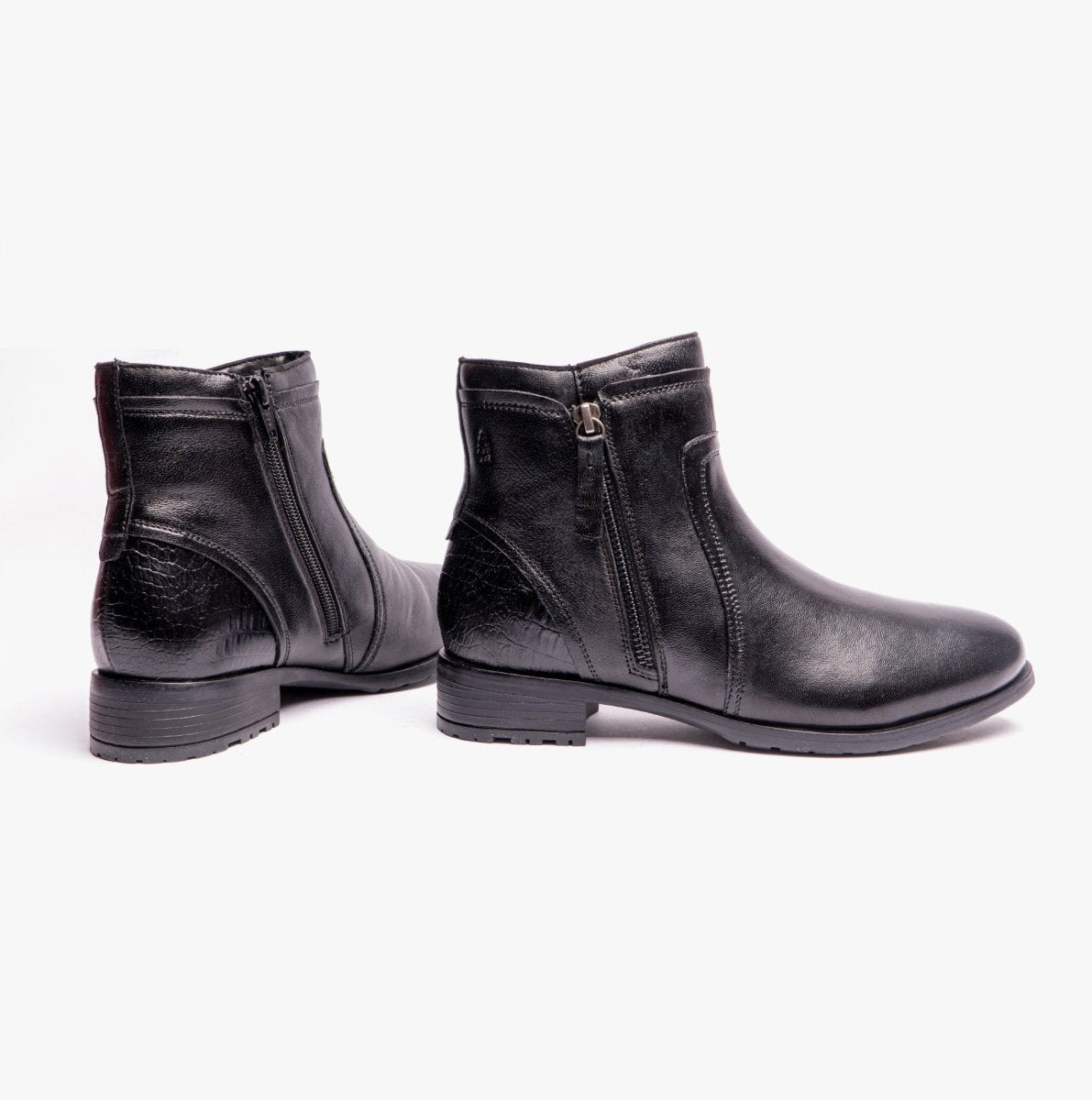 Hush Puppies SCARLETT Ladies Leather Ankle Boots Black - Shuperb