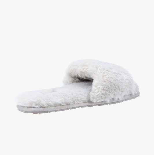 Hush Puppies PRUE Ladies Faux Fur Slippers Grey - Shuperb