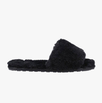 Hush Puppies PRUE Ladies Faux Fur Slippers Black - Shuperb