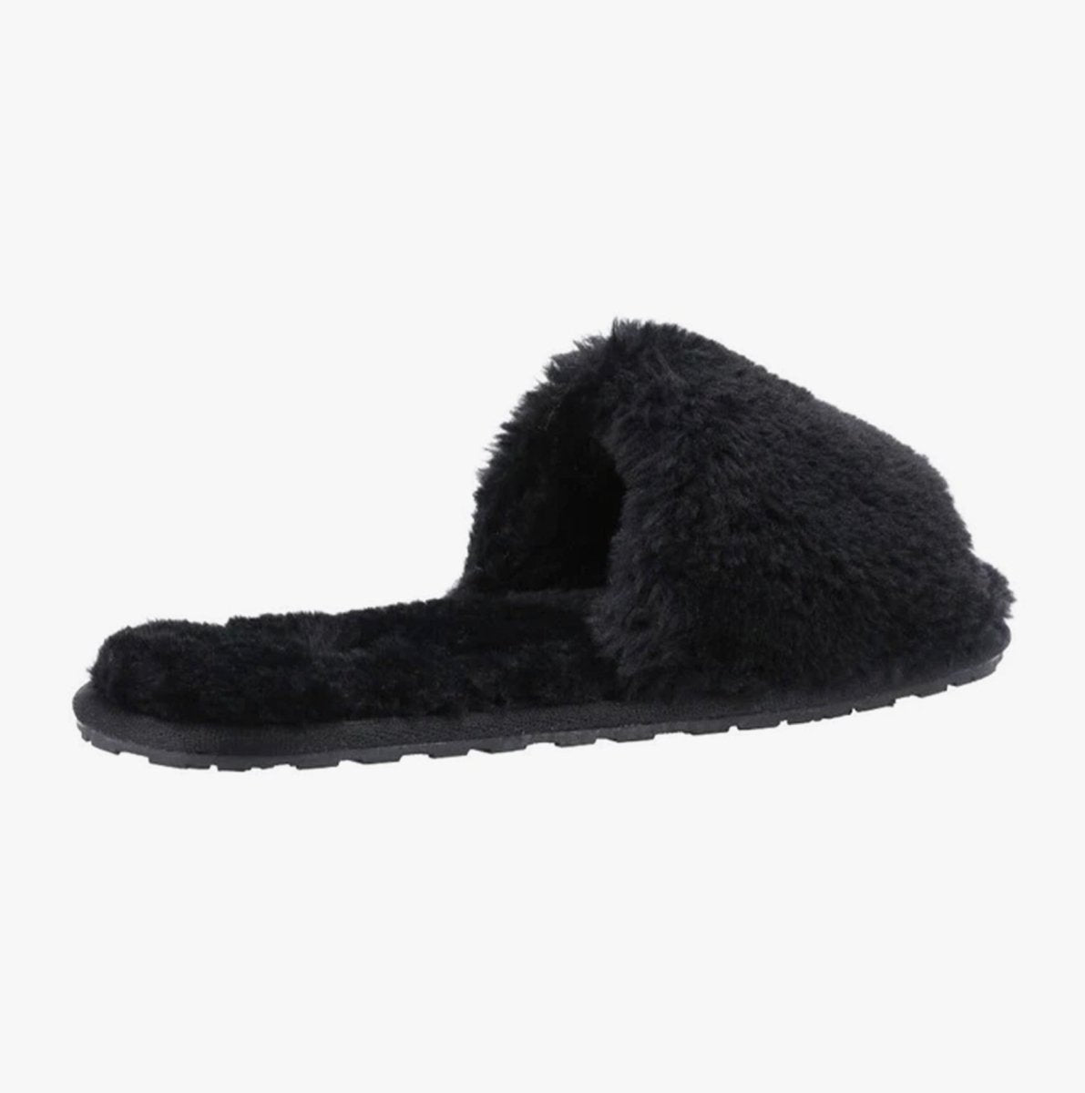 Hush Puppies PRUE Ladies Faux Fur Slippers Black - Shuperb