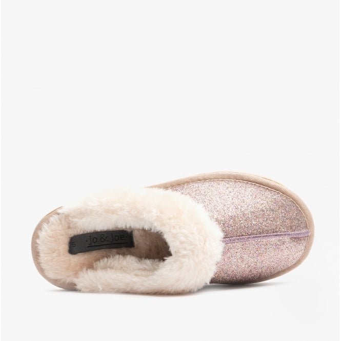 Jo & Joe SPARKLE Womens Slippers Rose Pink - Shuperb