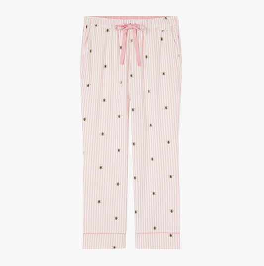 Joules LUNA LIGHT Ladies Pyjama Bottoms Pink Bee Stripe - Shuperb