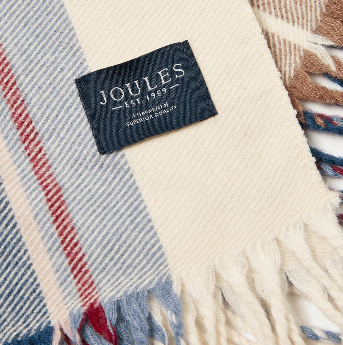 Joules LANGTREE Womens Scarf Cream Check - Shuperb