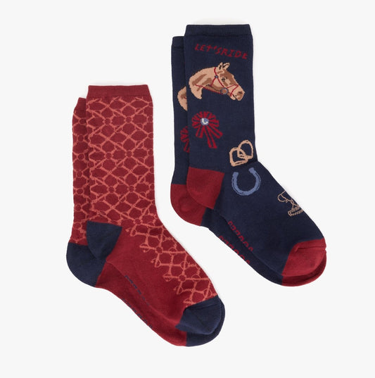 Joules EVERYDAY 2 - Pack Womens Socks Navy Horse - Shuperb