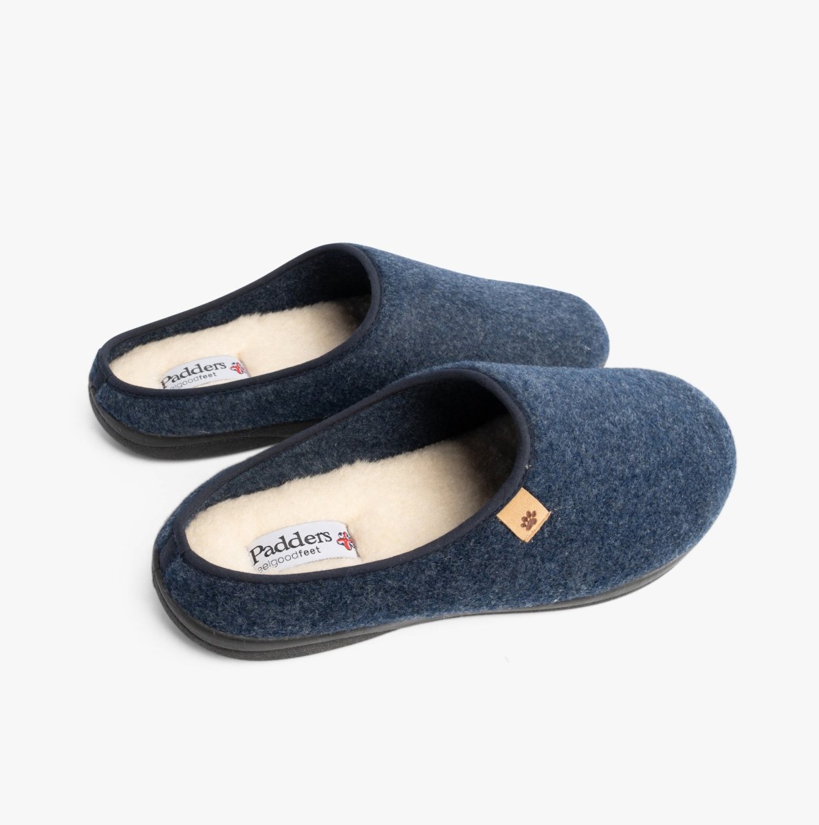 Padders FELIX Mens Slippers Blue Felt - Shuperb