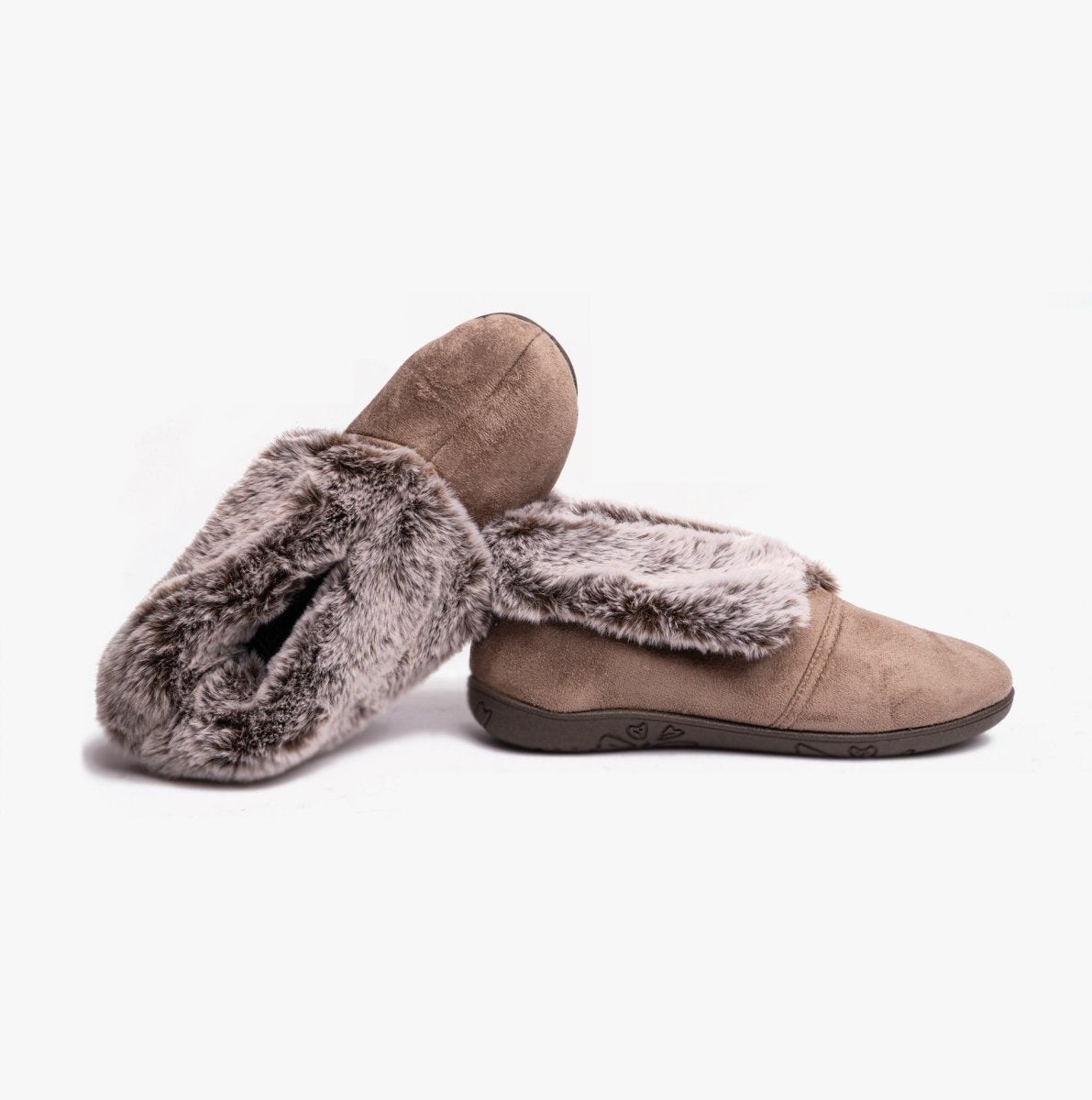 Padders ESME Womens Boot Slippers Taupe Combi - Shuperb