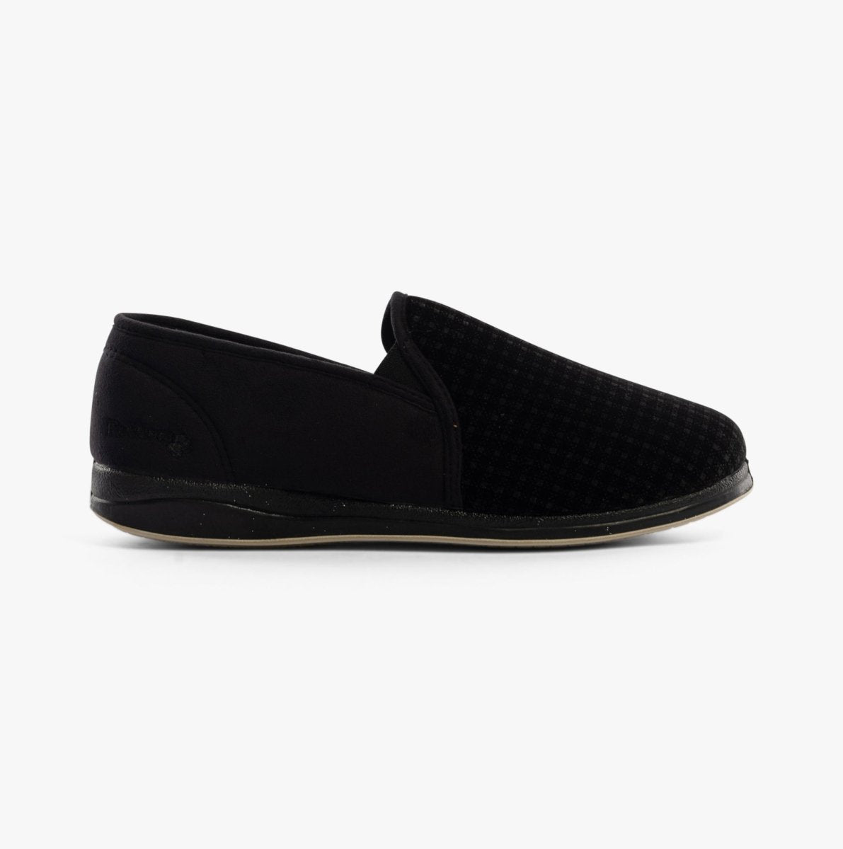 Padders ALBERT Mens Moccasin Slippers Black Check - Shuperb