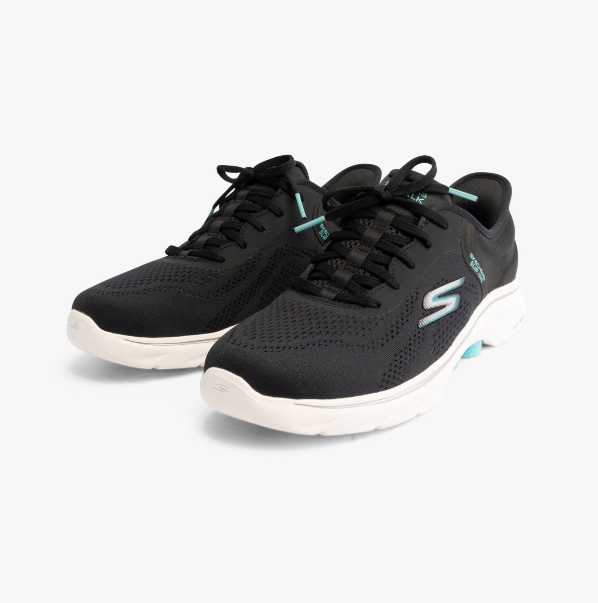 Skechers GO WALK 7 - VALIN Womens Trainers Black/Aqua - Shuperb