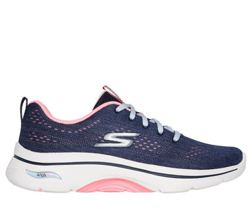 Skechers GO WALK ARCH FIT 2.0 - VIVID SUNSET Womens Trainers Navy/Hotpink - Shuperb