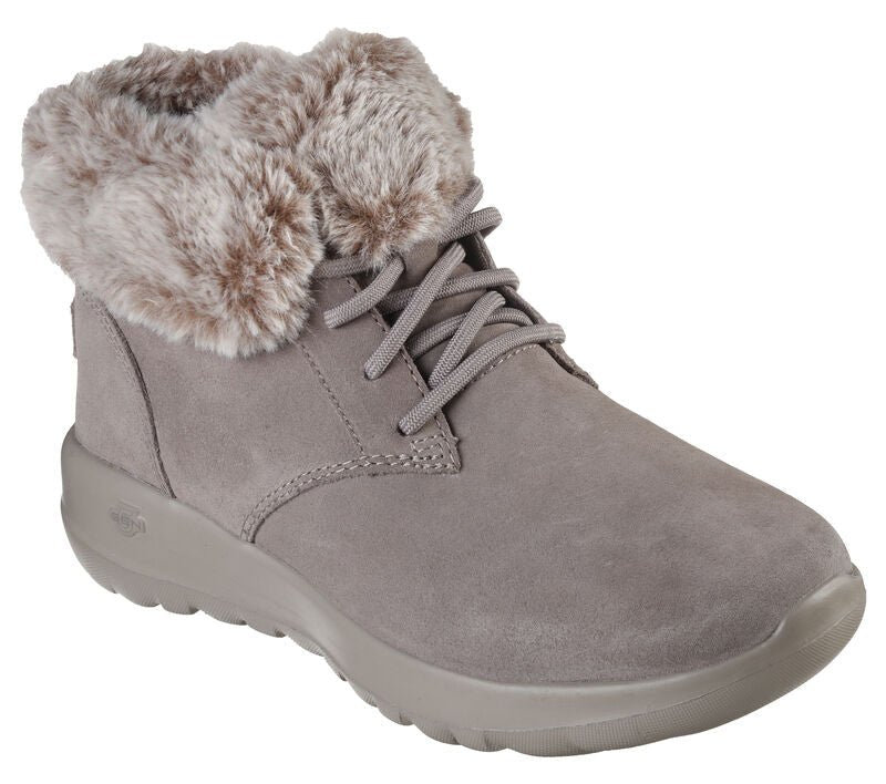 Skechers ON - THE - GO JOY - PLUSH DREAMS Womens Boots Dark Taupe - Shuperb