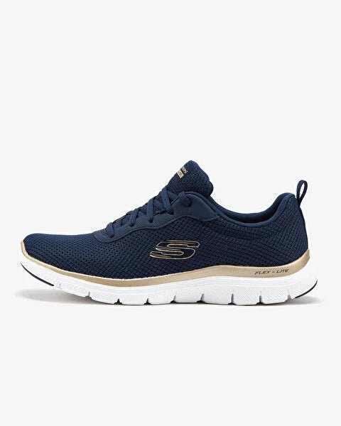 Skechers FLEX Womens Trainers Navy/Gold - Shuperb