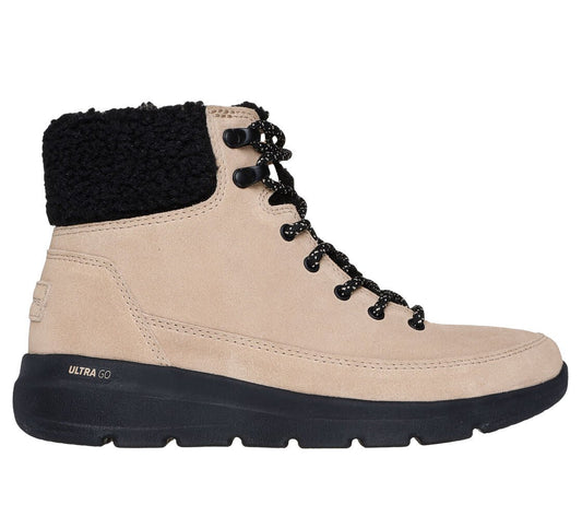 Skechers GLACIAL ULTRA - WOODLANDS Womens Boots Natural/Black - Shuperb