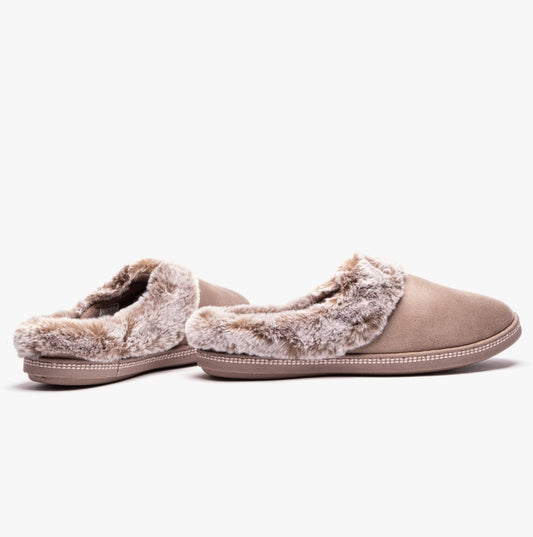 Skechers COZY CAMPFIRE - LOVELY LIFE Womens Indoor Slippers Taupe - Shuperb