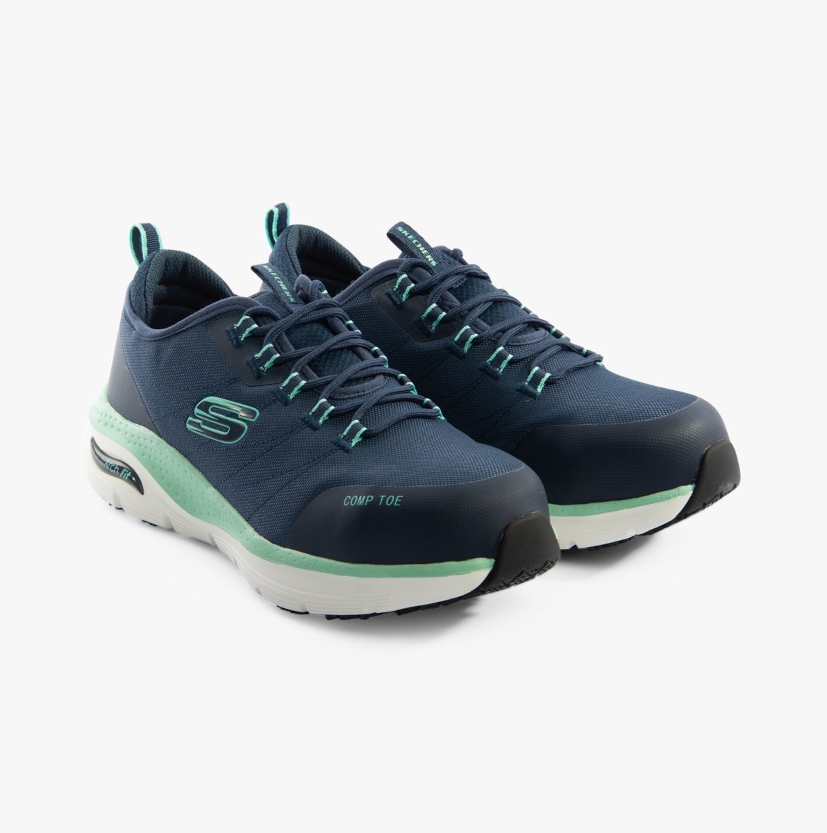 Skechers Work 108075EC/NVAQ ARCH FIT - EBINAL SR Womens Trainers Navy/Aqua - Shuperb