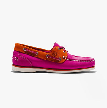 Timberland Classic Boat 2 - Eye Ladies Wide Nubuck Boat Shoes Bright Pink - Shuperb