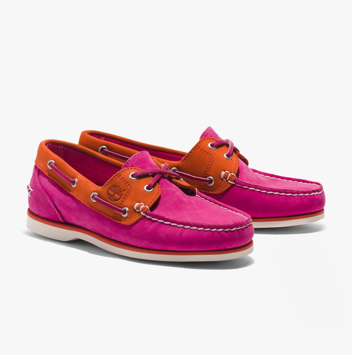 Timberland Classic Boat 2 - Eye Ladies Wide Nubuck Boat Shoes Bright Pink - Shuperb