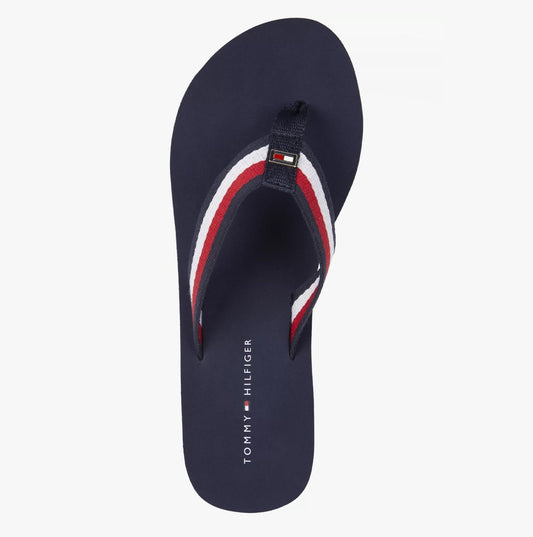 Tommy Hilfiger CORPORATE WEDGE Womens Flip Flops Red White Blue - Shuperb