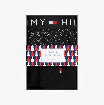 Tommy Hilfiger TRUNK PRINT & SOCK SET GOLD Mens Gift Sets Constellation Dots/Black - Shuperb