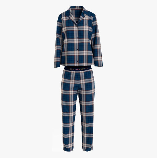 Tommy Hilfiger FULL FLANNEL PJ SET Womens Pyjamas Women Apparel Plaid Deep Indigo - Shuperb