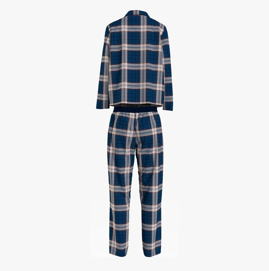 Tommy Hilfiger FULL FLANNEL PJ SET Womens Pyjamas Women Apparel Plaid Deep Indigo - Shuperb