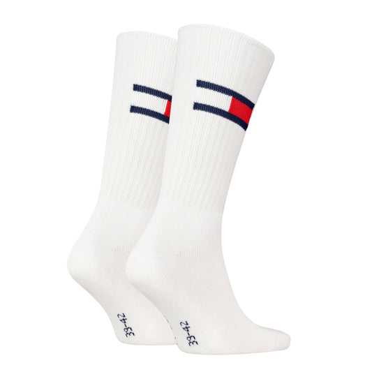 Tommy Hilfiger 2 Pack Trainer Flag Mens Crew Socks White