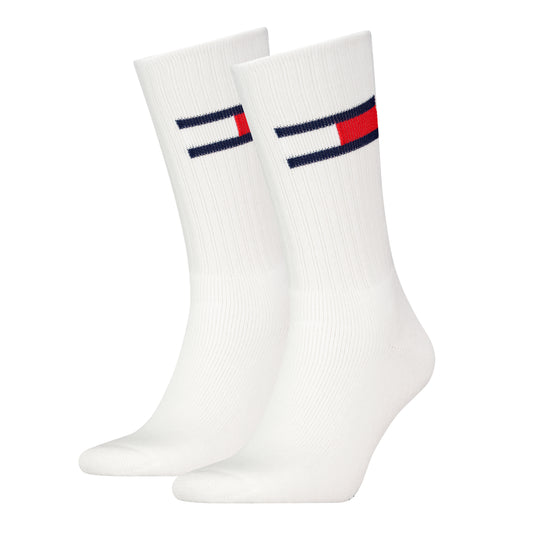 Tommy Hilfiger 2 Pack Trainer Flag Mens Crew Socks White