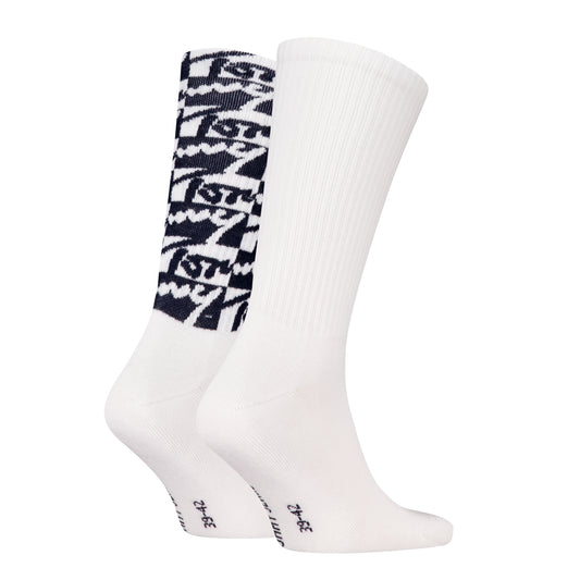 Tommy Hilfiger 2 Pack Trainer Graffiti Mens Crew Socks White