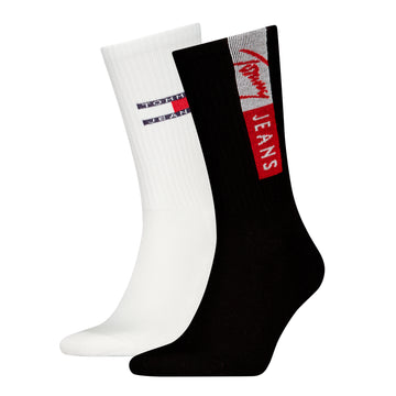 Tommy Hilfiger 2 Pack Flag Trainer Mens Crew Socks Black