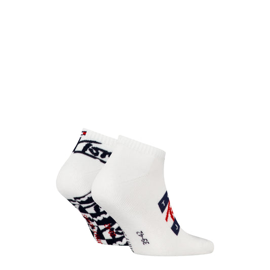 Tommy Hilfiger 2 Pack Trainer Graffiti Mens Ankle Socks White