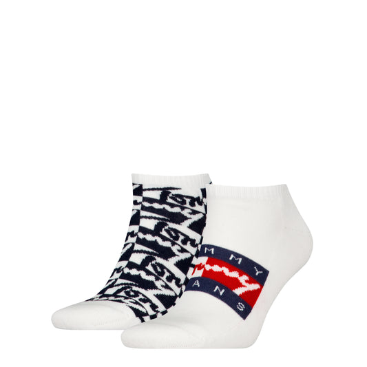 Tommy Hilfiger 2 Pack Trainer Graffiti Mens Ankle Socks White