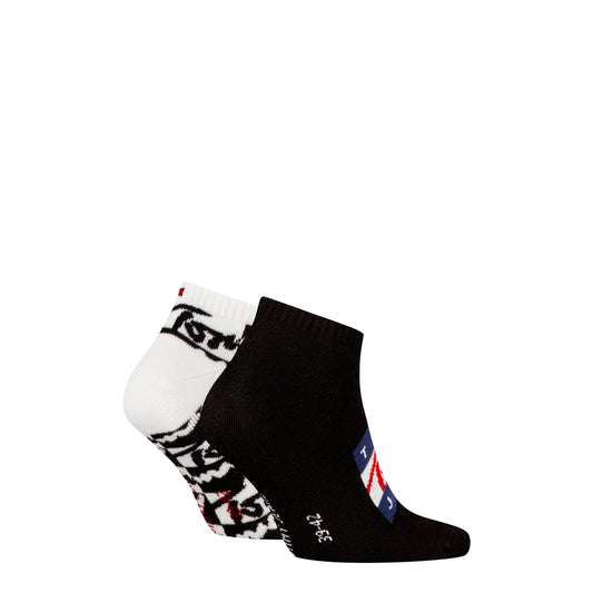 Tommy Hilfiger 2 Pack Trainer Graffiti Mens Ankle Socks Black