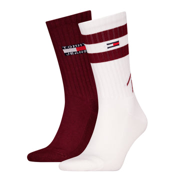 Tommy Hilfiger 2 Pack Trainer Signature Mens Crew Socks Red