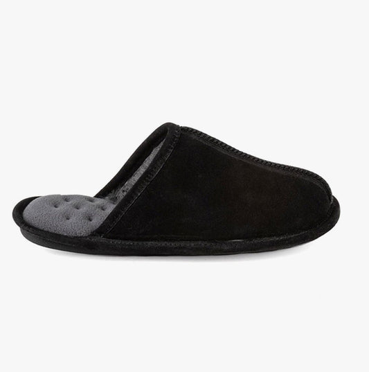 Totes Isotoner Mens Mule Slippers Black - Shuperb