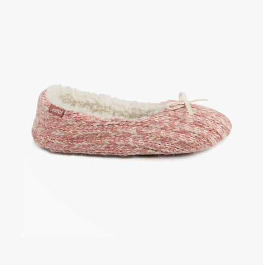 Totes Toasties KNITTED Ballet Slippers Womens Pink - Shuperb